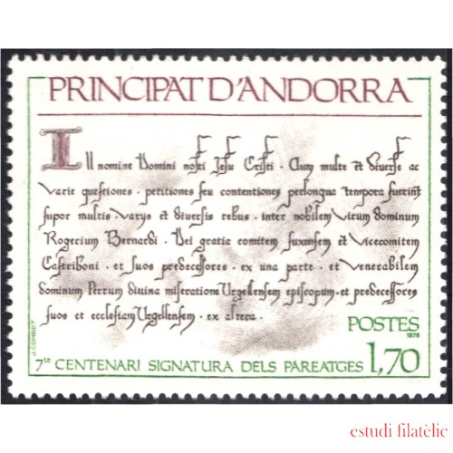 Andorra Francesa 273 1978 7º centenario firma de los pareadges MNH