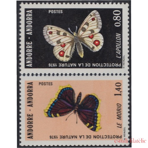 Andorra Francesa 258/59 1976 Mariposas Butterflies MNH