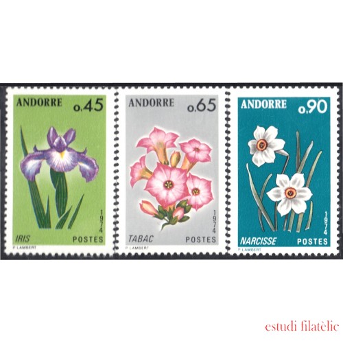 Andorra Francesa 234/36 1974 Flores Flowers MNH