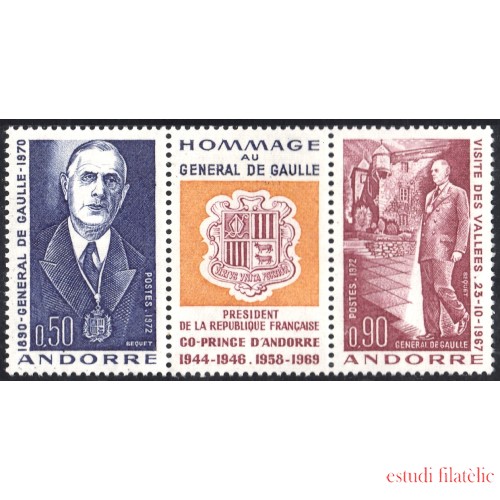 Andorra Francesa 224/25A 1972 General Gaulle  MNH