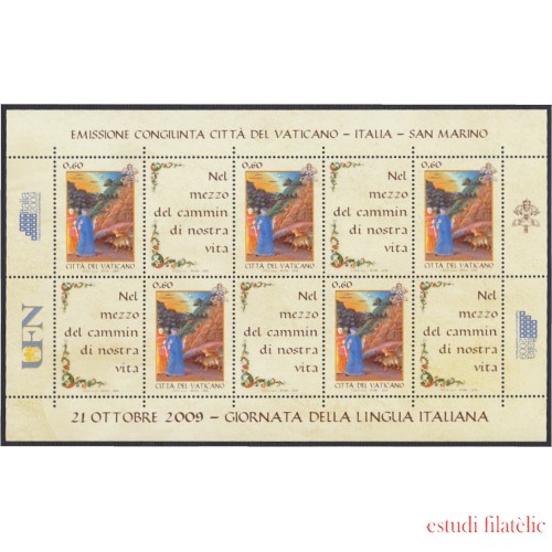 Vaticano 1506 2009 Minihojita 21 Octubre Día de la Lengua Italiana MNH