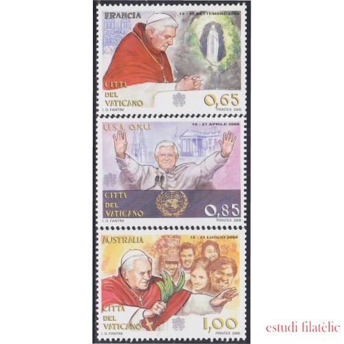 Vaticano 1498/00 2009 Viajes de SS Benedicto XVI MNH