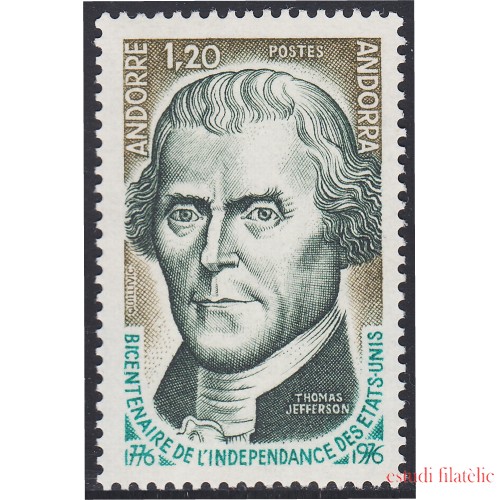 Andorra Francesa 255 1976 Thomas Jefferson MNH