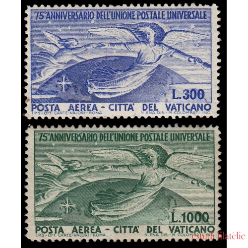 Vaticano Aéreo 18/19 1949 75º Aniversario de la UPU MNH