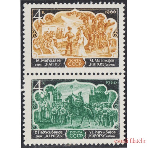 Rusia 3154/55 1966 Óperas de teatro MNH 