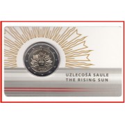 Letonia Latvija 2019 Cartera Oficial Coin Card Moneda 2 € euros Sol Naciente 