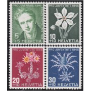 Suiza Switzerland 433/36 1946 Pro juventud Rodolphe Toepffer Flores flowers MNH