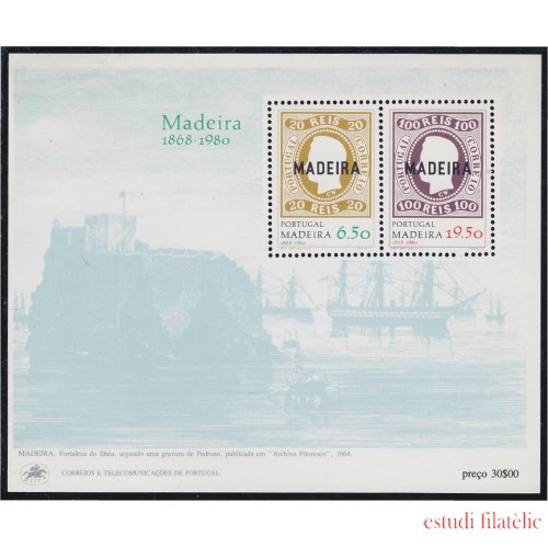 Madeira HB 1 1980 Evocación de la primera emisión de sellos postales de Madeira MNH