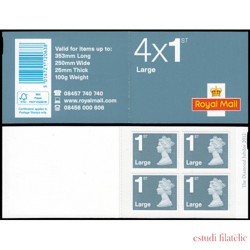 Gran Bretaña  3644 C3644 2012 Serie Reina Isabel II  Carné MNH