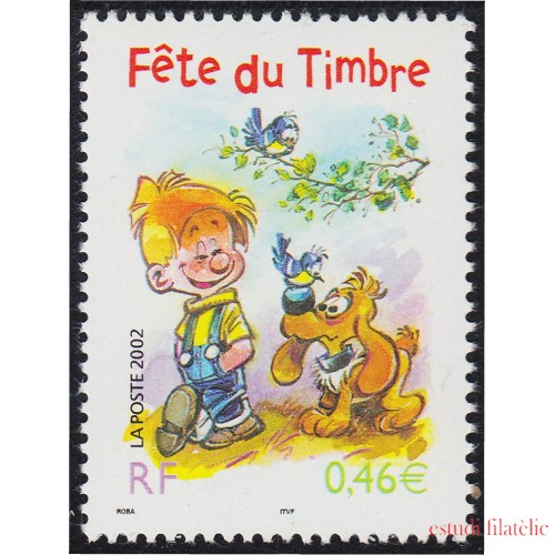 France Francia 3467 2002 Día del selllo Boule y Bill MNH