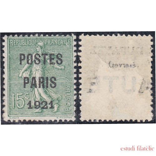 France Francia Preobliterados P- 28 1920/22 Sembradora de fondo sólido MNH