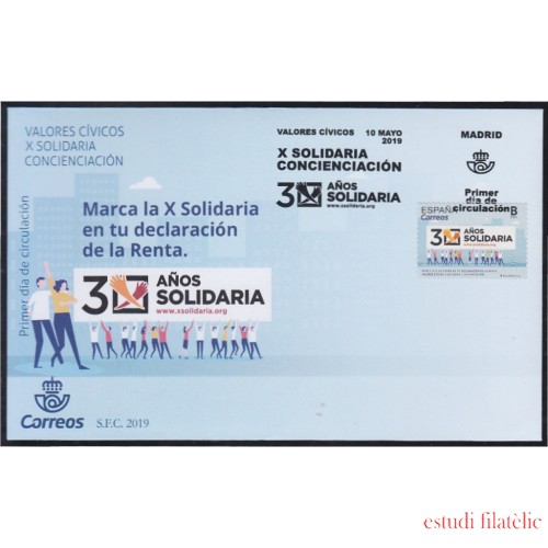 España Spain 5317 2019 X Solidaria Concienciación  SPD Sobre Primer Día