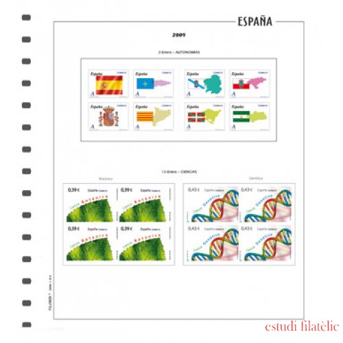 Hojas sellos España FLC4009M Filober color 2009 Bl.4 montadas