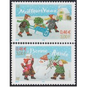 France Francia 3437/38 2001 Navidad Chritsmas MNH