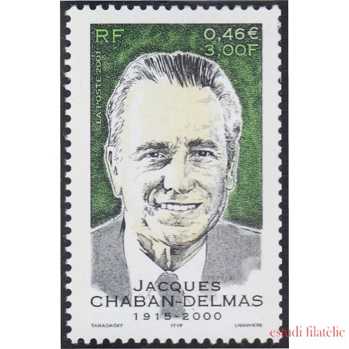 France Francia 3430 2001 Homenaje a Jacques Chaban Delmas MNH