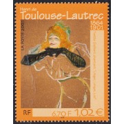 France Francia 3421 2001 Yvette Guilbert Cantante pintura de Henri Toulouse MNH