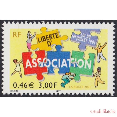 France Francia 3404 2001 Centenario de la Ley de 1 de julio de 1901 sobre libertad sindical MNH