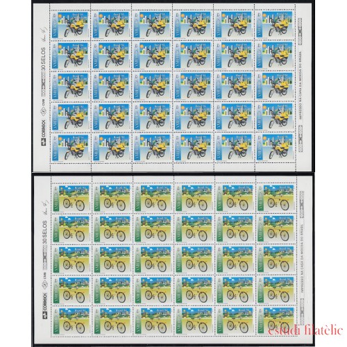 Upaep Brasil 2165/66 1994 Hojas completas Bicicleta Motocicleta Motorcycle Bicycle MNH