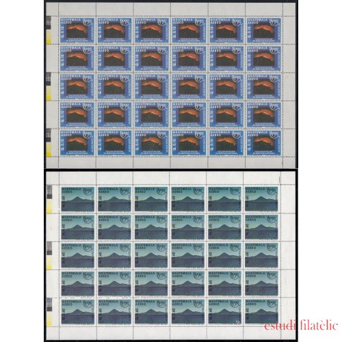 Upaep Guatemala 838 A/B 1990 Hojas Completas Volcán Pacaya Lago de Atitlán MNH