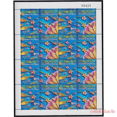 Upaep Colombia 1117/18  654/55 1999 Hojas completas Manos lanzando Flores MNH