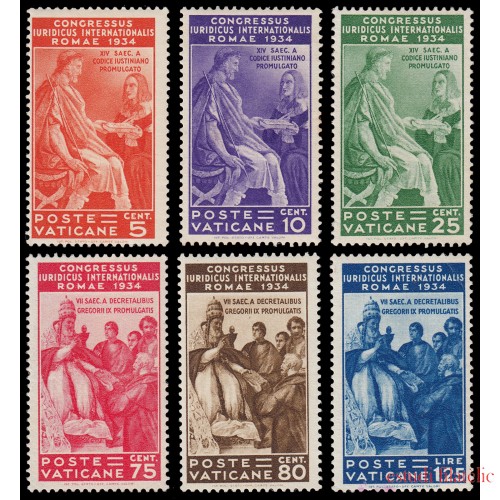 Vaticano 66/71 1935 Congreso jurídico Roma  Gregorio IX MNH