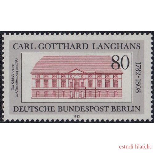 Alemania Berlín 645 1982 Tatro del castillo de Charlottenburg MNH 