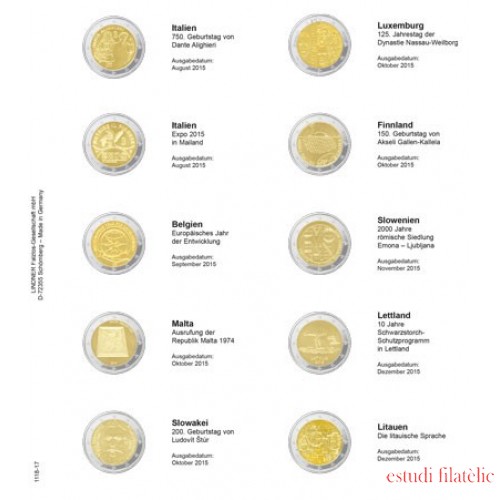 Lindner 1118-17 Hojas individuales para monedas conmemorativas de 2 Euros