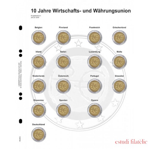 Lindner MU2E5 Hojas individuales pre-impresas para monedas de 2 Euros