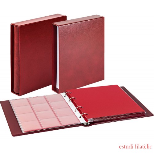 Lindner 1106E-W karat álbum CLASSIC con estuche protector rojo vino.