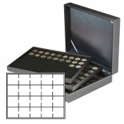 Lindner 2365-2122CE Estuche Nera XL Negro con 3 bandejas e inserciones de monedas  para 60 Porta monedas