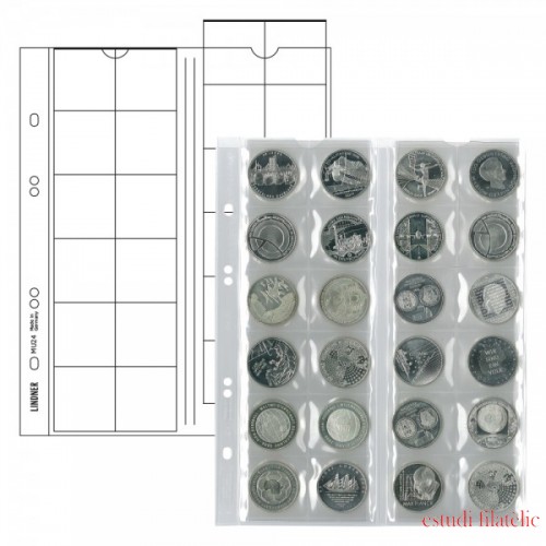 Lindner MU24R Hojas Multi Collect para 24 monedas de hasta 34 mm