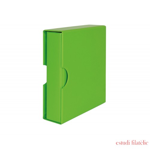 Lindner S3542-4 Carpeta de anillas (verde) acolchada de plástico con mecanismo estándar de 4 anillos y funda a juego.