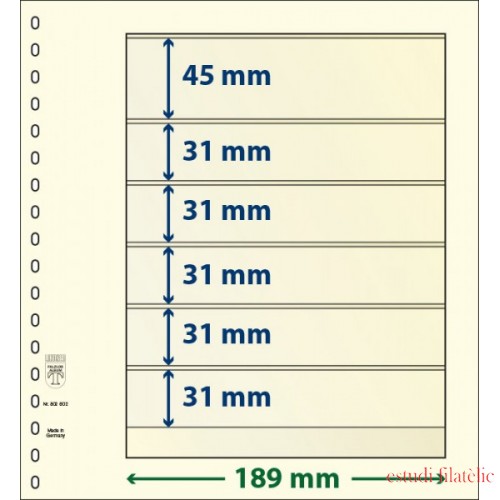 Lindner 802602P Hojas T-Blanko Creaciones Personales Altura: 31,31,31,31,31,45 mm. pqte 10