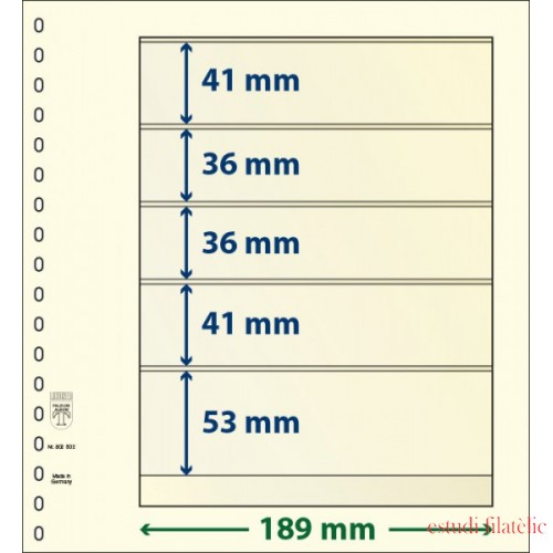 Lindner 802502P Hojas T-Blanko Creaciones Personales Altura: 53,41,36,36,41 mm. pqte 10