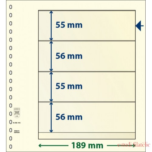 Lindner 802420P Hojas T-Blanko Creaciones Personales Altura: 56,55,56,55 mm. pqte 10