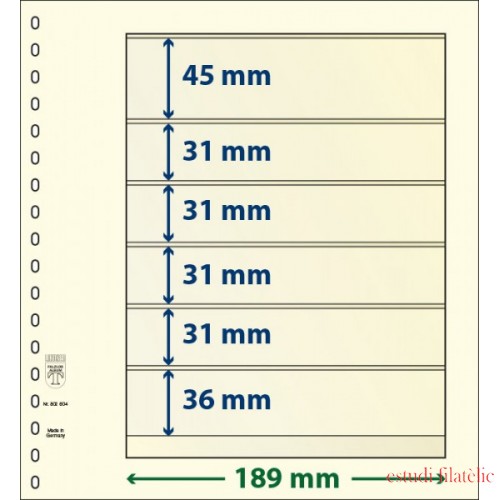 Lindner 802604P Hojas T-Blanko Creaciones Personales Altura: 36,31,31,31,31,45 mm. pqte 10