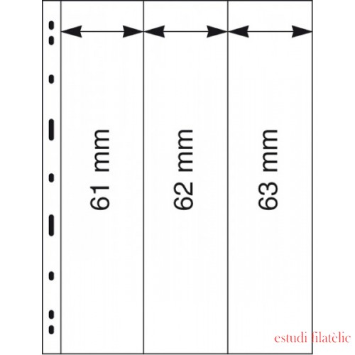 Lindner 083 Hojas UNIPLATE 276/61/62/63 mm 3 tiras Transparentes