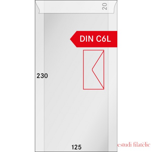 Lindner 714 Sobres de brillantina 125 X 230 + 20 mm pqte de 500