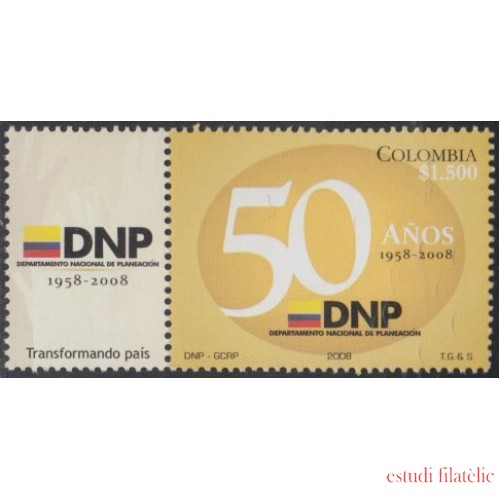 Colombia 1459a 2008 51 Años del departamento Nacional de Planificación con viñeta MNH