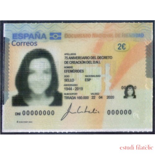 España Spain 5400 2020 75 Aniversario del Decreto de creación del DNI MNH