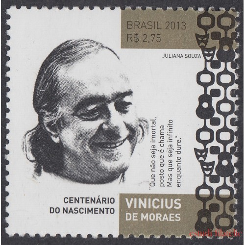 Brasil Brazil 3304 2013 Centenario del nacimiento de Vinicius de Moraes MNH