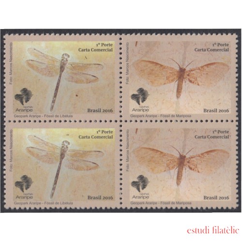 Brasil Brazil 3620/21 2016 Fósiles Mariposa Libélula MNH