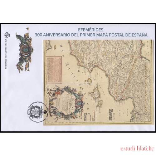 España Spain 5483 2021 300 Aniversario del Primer Mapa de España SPD Sobre Primer Día