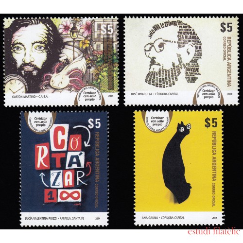 Argentina 3063/66 2014 Concurso Cortazar propio MNH