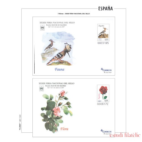 Hojas sellos España Filober color Sobre Entero Postales 2019 montadas