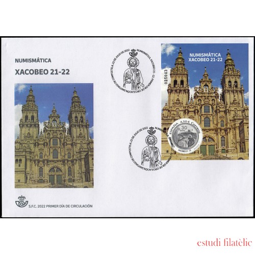 España Spain 5596 2022 Numismática Xacobeo 21-22 SPD Sobre Primer Día