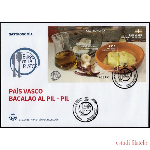 España Spain 5616 2022 Gastronomía País Vasco Bacalao al Pil-Pil SPD Sobre Primer Día