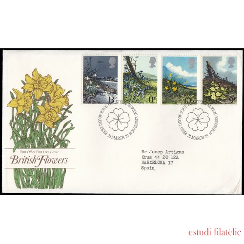 Gran Bretaña 884/87 1979 SPD FDC Flores Salvajes Sobre primer día