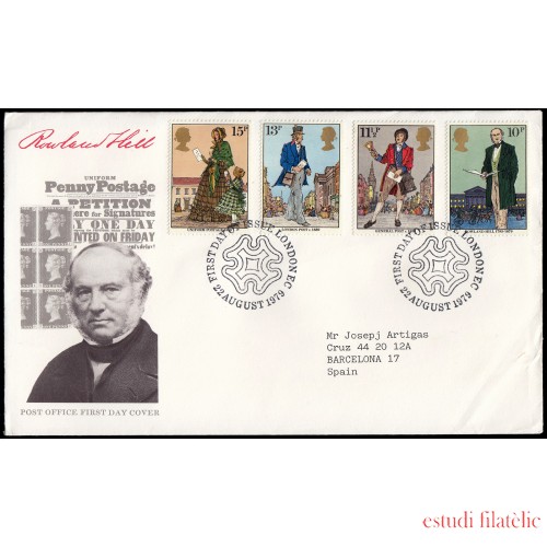 Gran Bretaña 909/12 1979 SPD FDC 100 Años Fallecimiento de Rowland Hill Sobre primer día