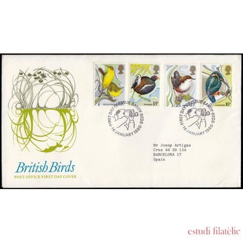 Gran Bretaña 922/25 1979 SPD FDC Pájaros del Reino Unido Sobre primer día